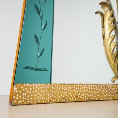 Large Wall Mirror with Console and Etched Decor Italy 1940s - 4441360