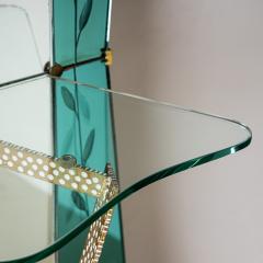 Large Wall Mirror with Console and Etched Decor Italy 1940s - 4441361