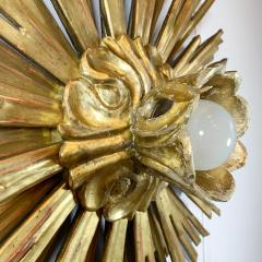 Large Water Gilded Wooden Chapel Sunburst Flush Light - 3092513