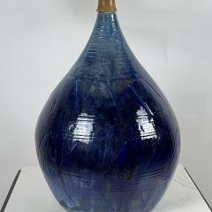 Large Whimsical Glazed Ceramic Teardrop Lamp with Original Shade - 4253212