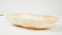 Large White Gold and Rust Hand Carved Onyx Bowl or Centerpiece - 1480097