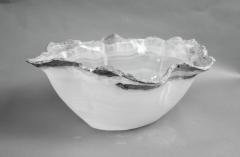 Large White Onyx Centerpiece Bowl with Gray Raw Edge - 4534641