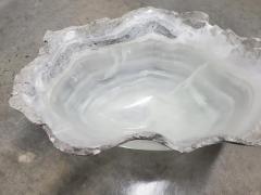 Large White Onyx Centerpiece Bowl with Gray Raw Edge - 4534644