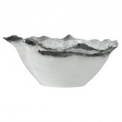 Large White Onyx Centerpiece Bowl with Gray Raw Edge - 4534648