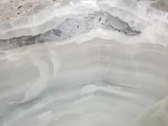 Large White Onyx Centerpiece Bowl with Gray Raw Edge - 4534649