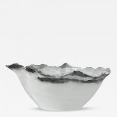 Large White Onyx Centerpiece Bowl with Gray Raw Edge - 4535159