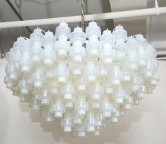 Large White Opalescent Murano Glass Chandelier - 2665086