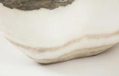 Large White and Gray Hand Carved Raw Edge Onyx Bowl or Centerpiece - 1479989