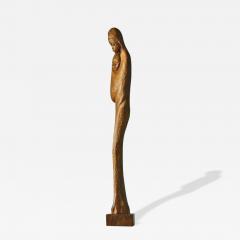 Large Woman and Child Sculpture in Hand Carved Wood Europe Mid 20th Century - 4610028