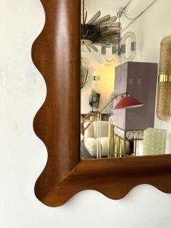 Large Wood Wave Mirror Italy - 3983739