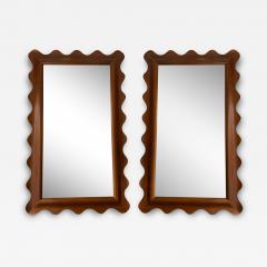 Large Wood Wave Mirror Italy - 3985605