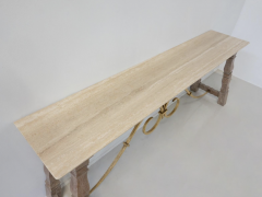 Large Wood and Travertine Console 1940s - 3486665