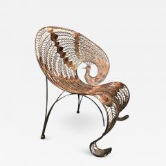 Large Wrought Iron Sculptural Peacock Chair Brutalist Mid Century Inspired - 2541261