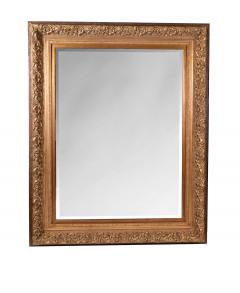 Large and Elegant Beveled Gilt Wood Frame Fire Mantle Hanging Wall Mirror - 802044