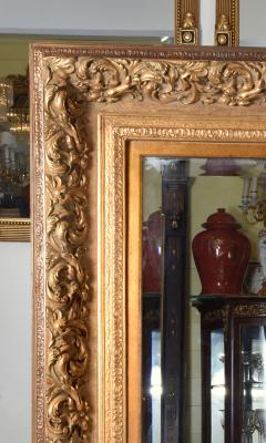 Large and Elegant Beveled Gilt Wood Frame Fire Mantle Hanging Wall Mirror - 802045