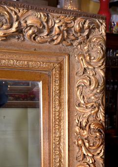 Large and Elegant Beveled Gilt Wood Frame Fire Mantle Hanging Wall Mirror - 802047