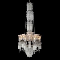 Large and Impressive Bohemian Cut and Frosted Glass Chandelier - 4744502
