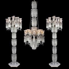 Large and Impressive Bohemian Cut and Frosted Glass Chandelier - 4744511