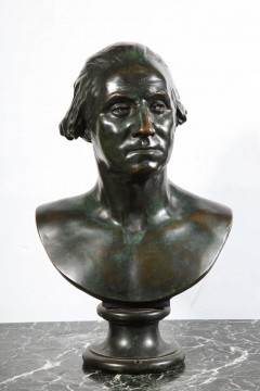 Large and Rare Patinated Bronze Bust of George Washington by F Barbedienne - 2433759