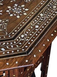 Large and intricately inlaid Anglo Indian octagonal side traveling table - 2809108
