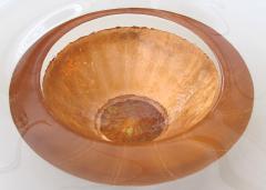 Large and striking cast glass and copper leaf bowl signed Bucquet 2000 - 995680