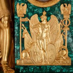 Large and very fine French Empire period ormolu and malachite mantel clock - 3606534
