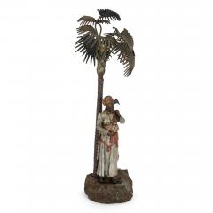 Large antique Austrian cold painted bronze figural lamp - 3371905