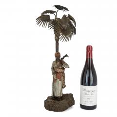 Large antique Austrian cold painted bronze figural lamp - 3371913