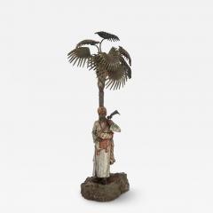 Large antique Austrian cold painted bronze figural lamp - 3373555