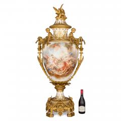 Large antique French ormolu mounted porcelain vase - 4104096