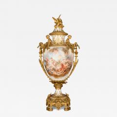 Large antique French ormolu mounted porcelain vase - 4104399