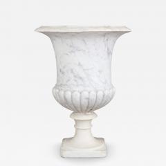 Large antique carved white marble Medici vase garden urn - 3242604