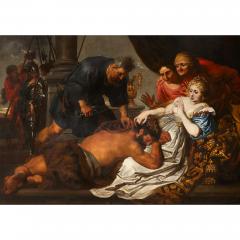 Large antique oil painting of Samson and Delilah after Anthony van Dyck - 3364593