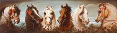 Large antique painted ceramic equestrian plaque - 3393787