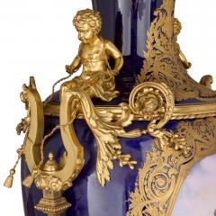 Large antique porcelain and ormolu vase painted with a genre scene - 3978556