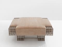 Large bench ottoman by Carla Sozzani in Milan mohair velvet 1990s - 4239818