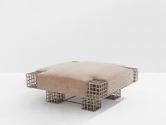 Large bench ottoman by Carla Sozzani in Milan mohair velvet 1990s - 4239820