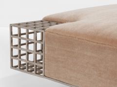 Large bench ottoman by Carla Sozzani in Milan mohair velvet 1990s - 4239821