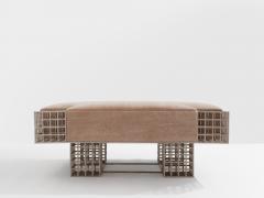 Large bench ottoman by Carla Sozzani in Milan mohair velvet 1990s - 4239822