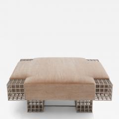 Large bench ottoman by Carla Sozzani in Milan mohair velvet 1990s - 4246846