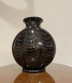 Large black glass vase with gold inclusion design  - 3404359