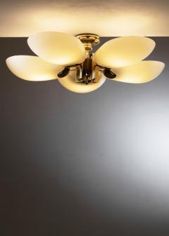 Large brass and glass chandelier - 4309364