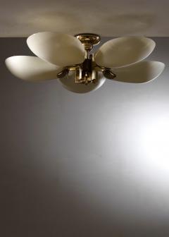Large brass and glass chandelier - 4309365