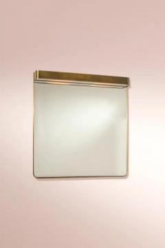 Large brass wall mirror with integrated lights Italy 1950s - 3662375