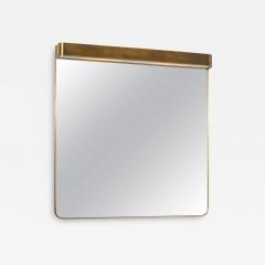 Large brass wall mirror with integrated lights Italy 1950s - 3673716