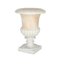 Large carved white marble campagna form garden urn - 3122363