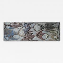 Large ceramic panel decorated with fish Belgium 1969 - 3416305