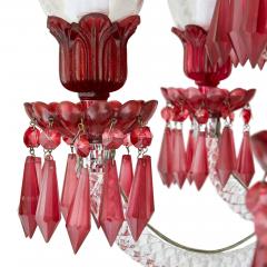 Large clear and red cut glass chandelier - 3392412