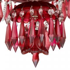 Large clear and red cut glass chandelier - 3392415