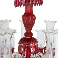 Large clear and red cut glass chandelier - 3392422